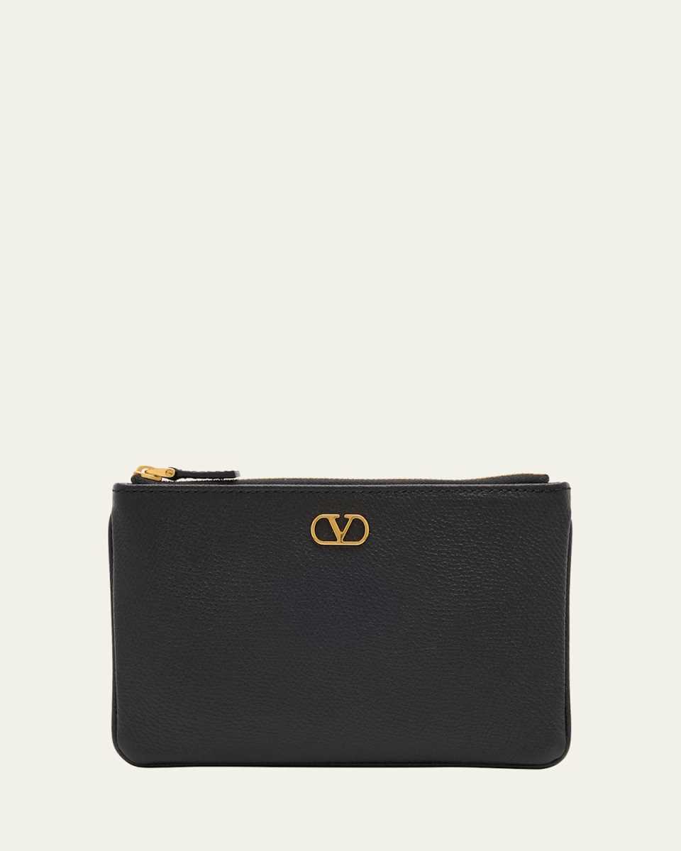 Small VLOGO Leather Flat Pouch Bag